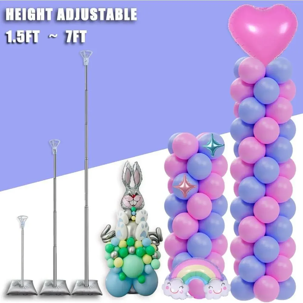 Balloon Columns Stand Set of 4, 7 Feet Telescoping Arches with Bases, Adjustable